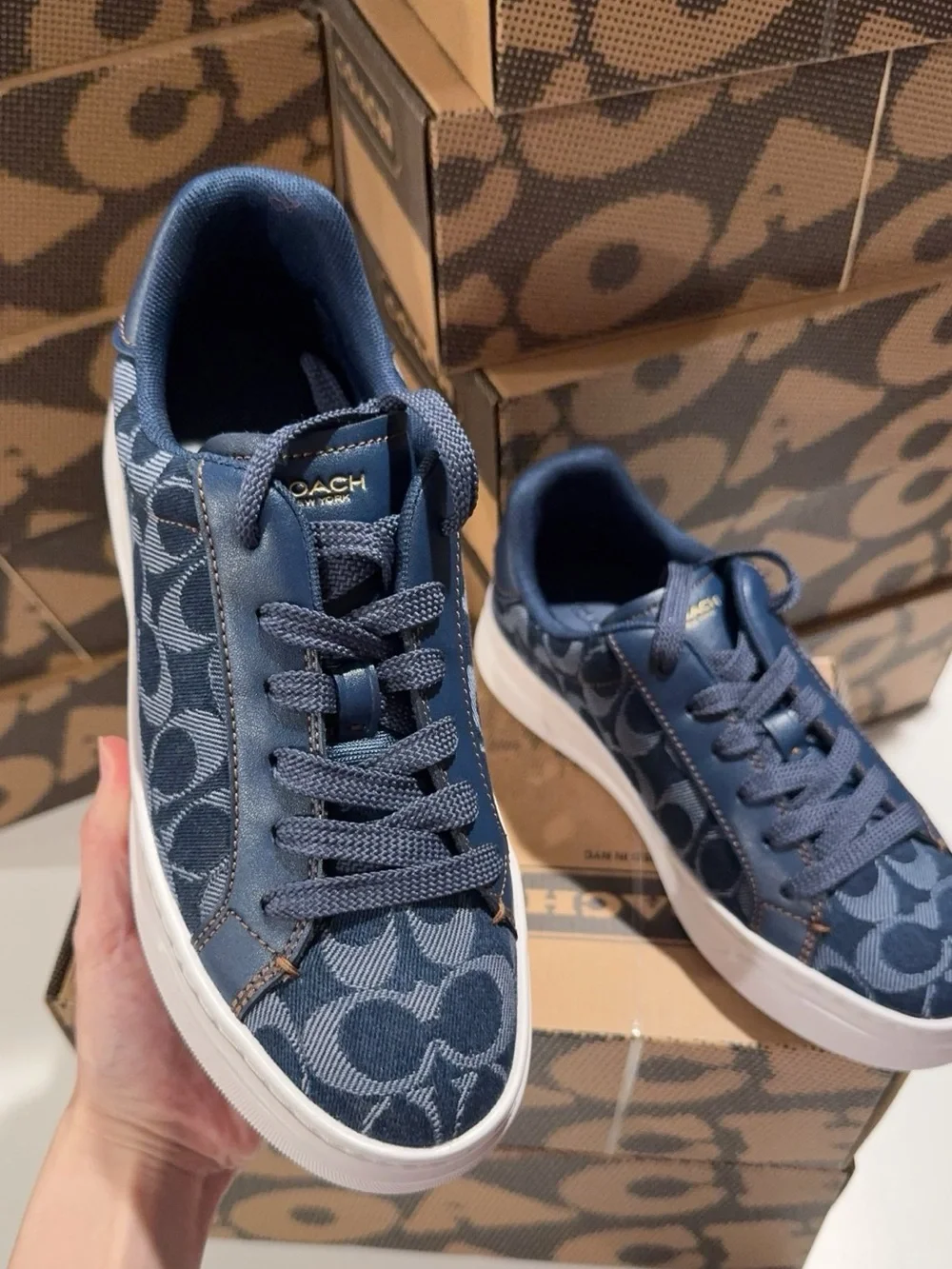 NEW Coach High Line Sneaker Signature Denim Deep Blue Multi CBO10 - Picture 6 of 6